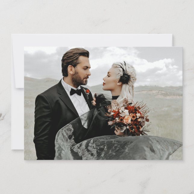 Invitation Skeleton gothique Mains Mariage Détails Info Card (Devant)