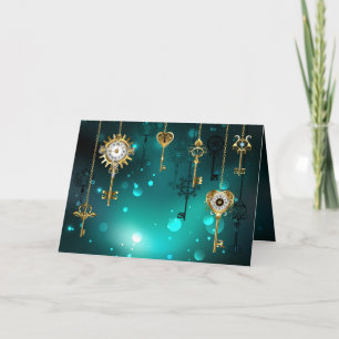 Invitation Skeleton Keys on Green Background