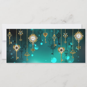 Invitation Skeleton Keys on Green Background