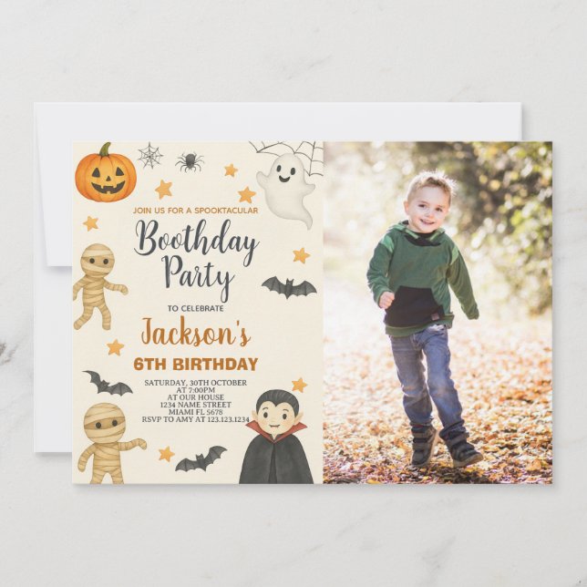 Invitation Skeleton Kids Halloween Anniversaire Fête Invitati (Devant)