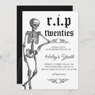 Invitation Skeleton RIP Années 20's Funny 30e anniversaire