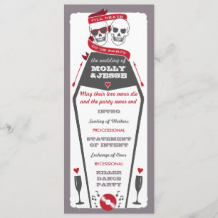 Invitation Skeleton Wedding Program - Valentine Red