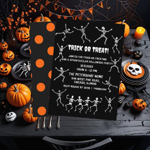 Invitation Skeletons Dansants Drôle Halloween Trick ou Treat