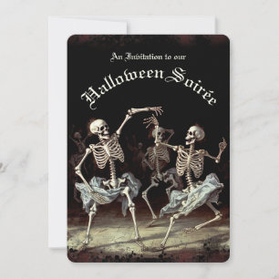 Invitation Skeletons de danse de la mort noire Halloween