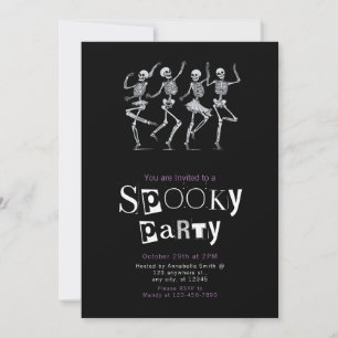 Invitation Skeletons de danse rose Minimaliste Halloween Part