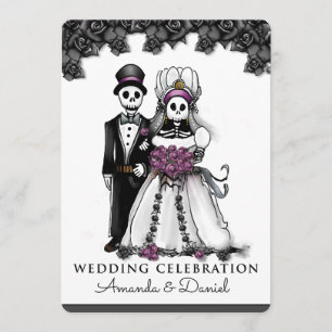 Invitation Skeletons d'Halloween violets