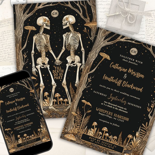 Invitation Skeletons et champignons jusqu'à la mort Mariage (Créateur téléchargé)