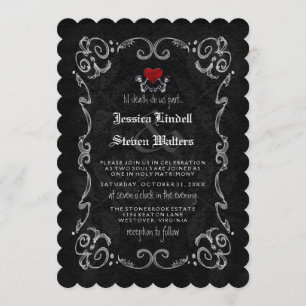 Invitation Skeletons et Coeur Mariage "TIL DEATH"