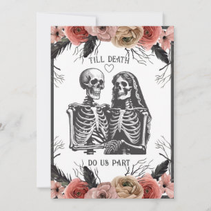 Invitation Skeletons Floral Jusqu'à la mort Mariage