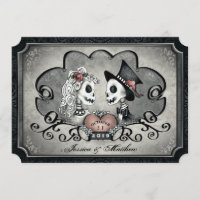 Skeletons Grey Black Heart Mariage "Ensemble avec"
