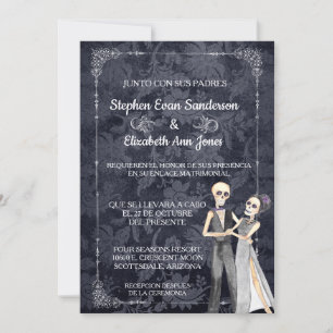 Invitation Skeletons Mariages d'Halloween en Espagne Jour des