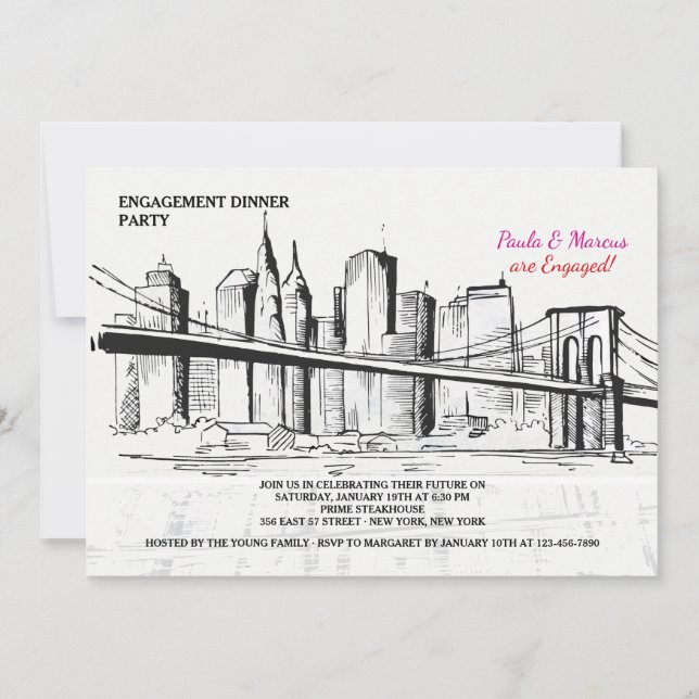 Invitation Sketchy de New York Skyline (Devant)