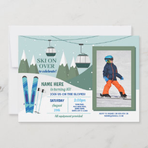 Invitation Ski Anniversaire Fête Pistes Ski Snowboard Photo