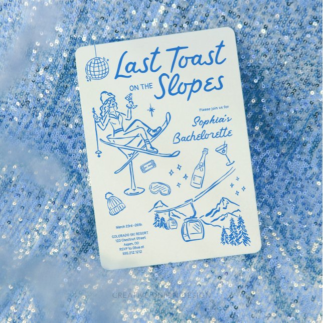 Invitation Ski Bachelorette Partie Itinéraire Derniers pentes (Créateur téléchargé)