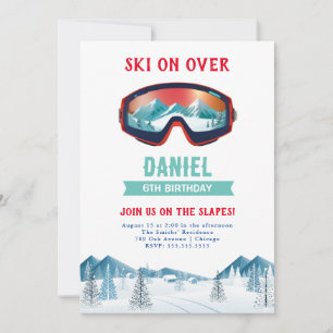 Invitation Ski Fête Anniversaire Pistes Ski Snowboard