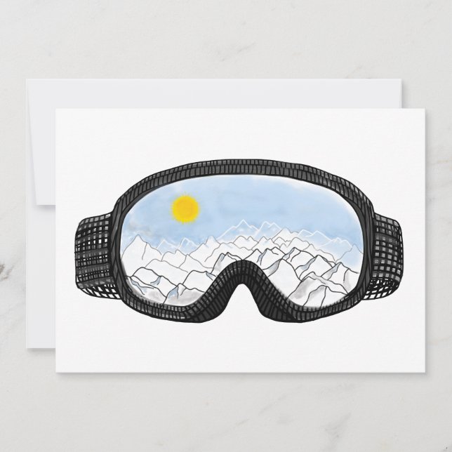 Invitation Ski Goggles Mountain View Illustration (Devant)