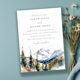 Invitation Ski Mountain Telluride Colorado Mariage aquarelle