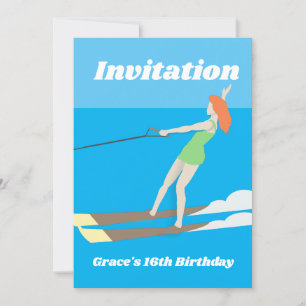 Invitation Ski nautique de style vintage