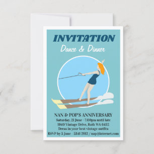 Invitation Ski nautique de style vintage