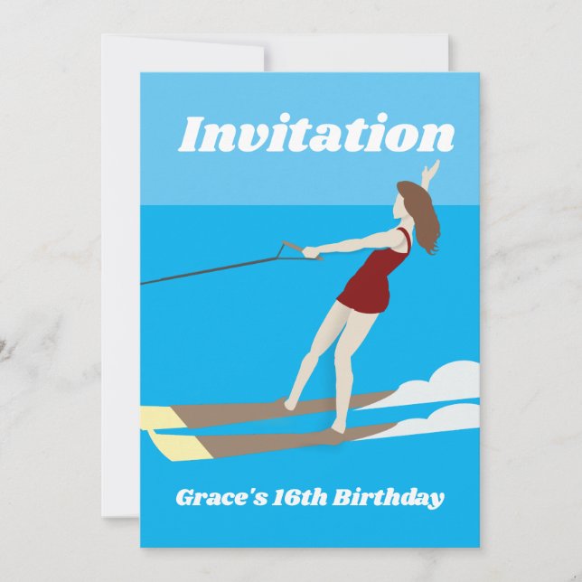 Invitation Ski nautique de style vintage (Devant)