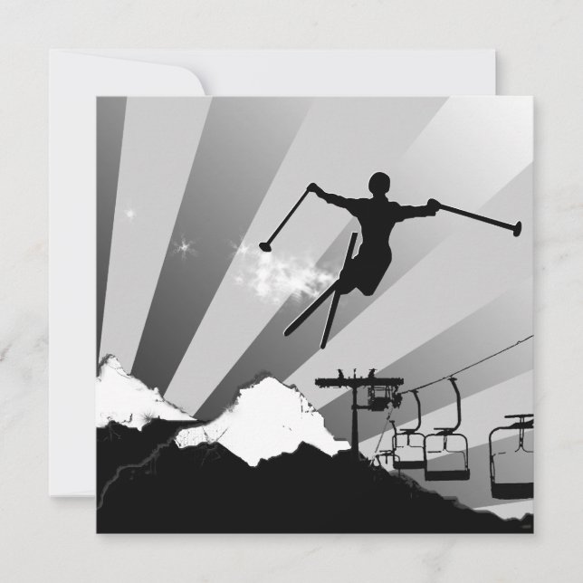Invitation ski : piste en poudre (Devant)