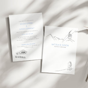 Invitation Ski Pistes Couple En Amour Hiver Montagnes
