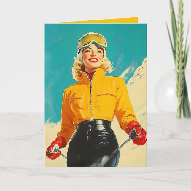 Invitation Ski rétros Glamour Vintage hiver Aventure (Devant)