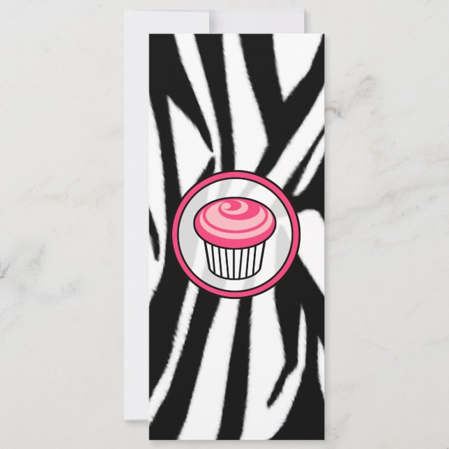 Invitation Skinny Cupcake rose - Zebra Print (Devant)