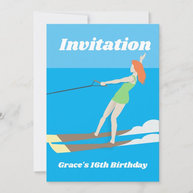 Invitation Skis nautiques de style vintage (Devant)