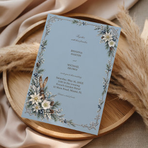 Invitation Skis Vintage Parmi les Florales Alpines