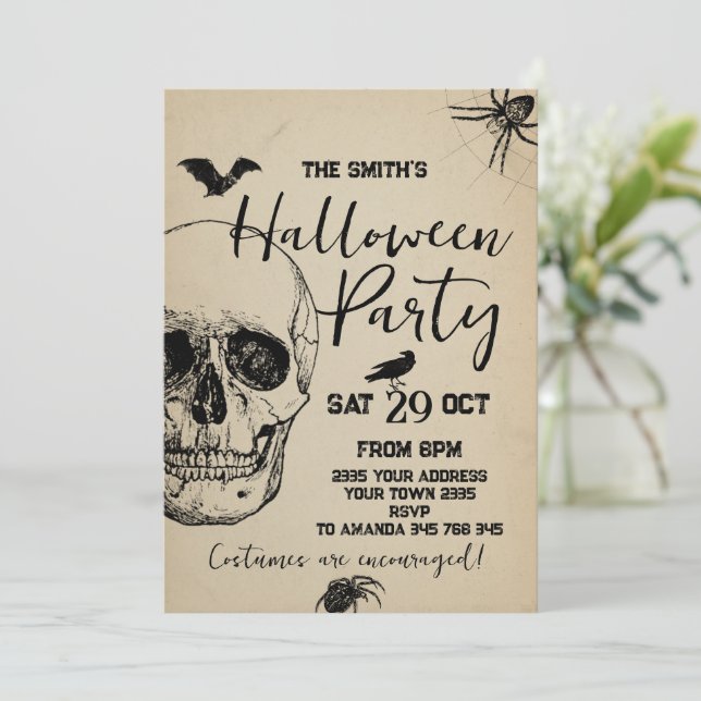Invitation Skull Halloween Party  Spooky (Debout devant)