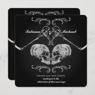 Invitation "Skull in Love" Skeletons Vintages Mariage noir