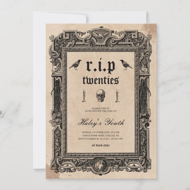 Invitation Skull RIP Twenties 20s Victorian 30th Birthday (Devant)