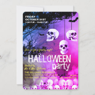 Invitation Skull Skeleton Halloween Party Freaky Night