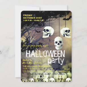 Invitation Skull Skeleton Halloween Party Freaky Night