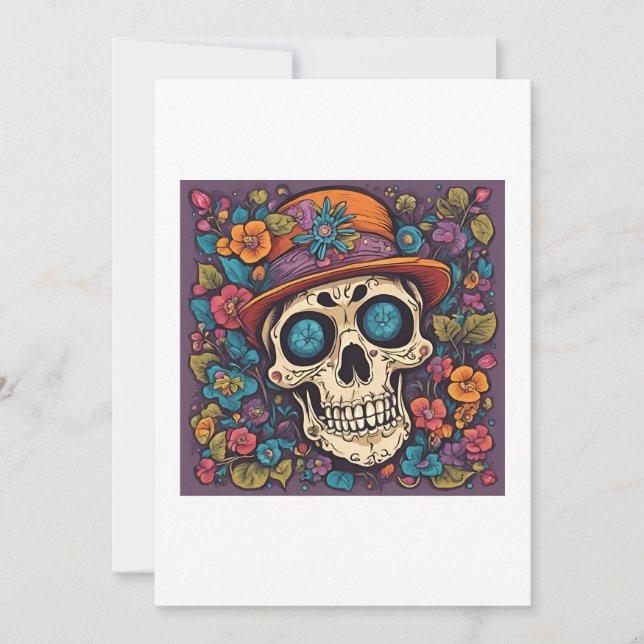 Invitation skull with flowers (Devant)
