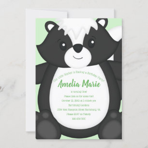 Invitation Skunk Anniversaire de fête verte