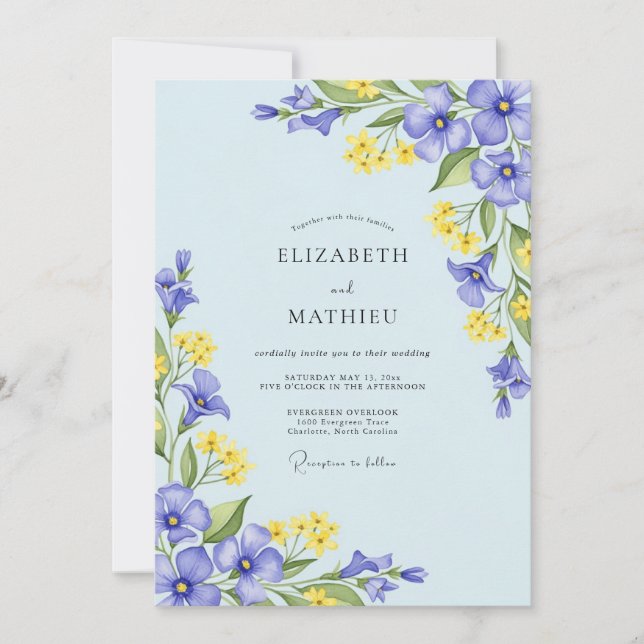 Invitation Sky Blue Airy Spring Wedding (Devant)