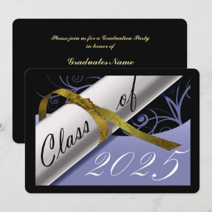 Invitation Sky Blue et Gold Graduation Party