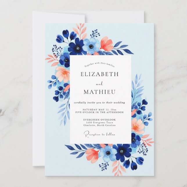 Invitation Sky Blue Fresh Coastal Wedding (Devant)