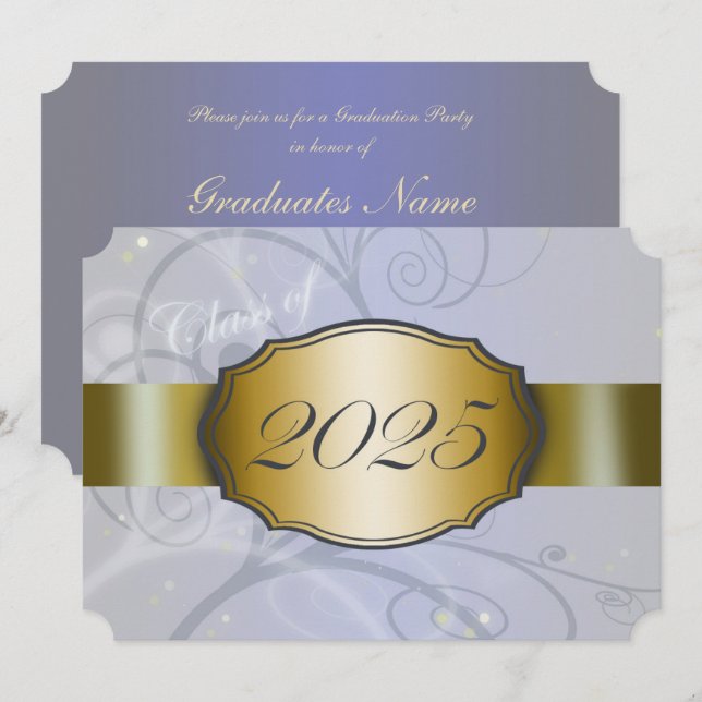 Invitation Sky Blue Harvest et Gold 2022 Graduation Party (Devant / Derrière)