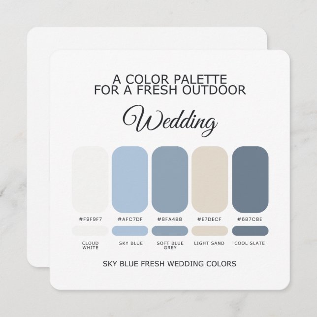 Invitation Sky Blue Wedding Color Palette Card (Devant / Derrière)