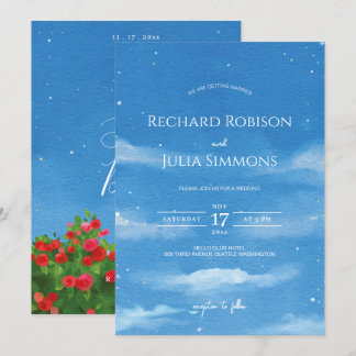 Invitation SKY Enregistrer La Date /Ciel de gouach