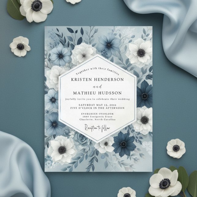 Invitation Slate Blue Botanical Whimsy Wedding (Créateur téléchargé)