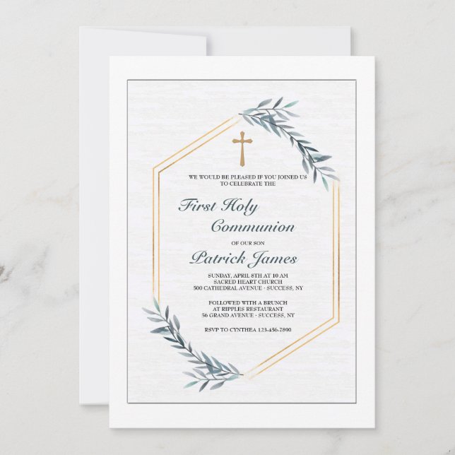 Invitation Slate Blue Ferns (Devant)