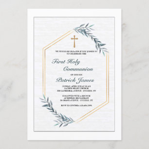 Invitation Slate Blue Ferns