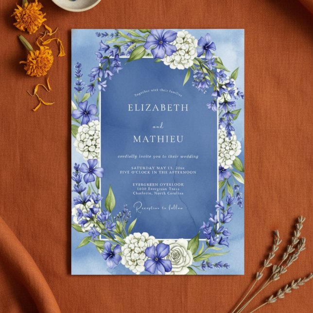 Invitation Slate Blue Floral Enchantment Wedding (Créateur téléchargé)