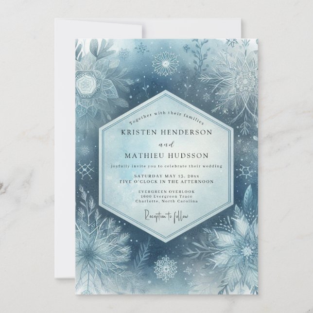 Invitation Slate Blue Frosty Woodland Wedding (Devant)