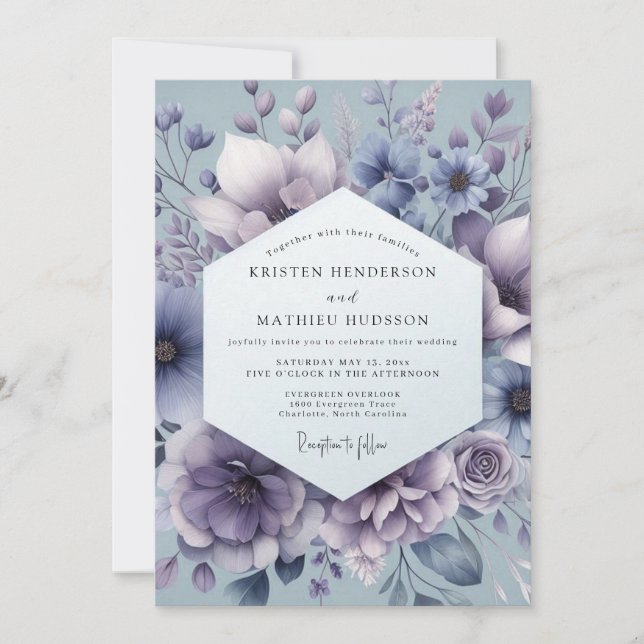 Invitation Slate Mystic Bloom Wedding (Devant)