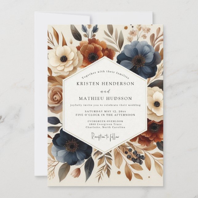 Invitation Slate Terracotta Autumnal Wedding (Devant)